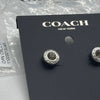 Coach F54516 Open Circle Silver Stud Earrings Crystal Center NEW *