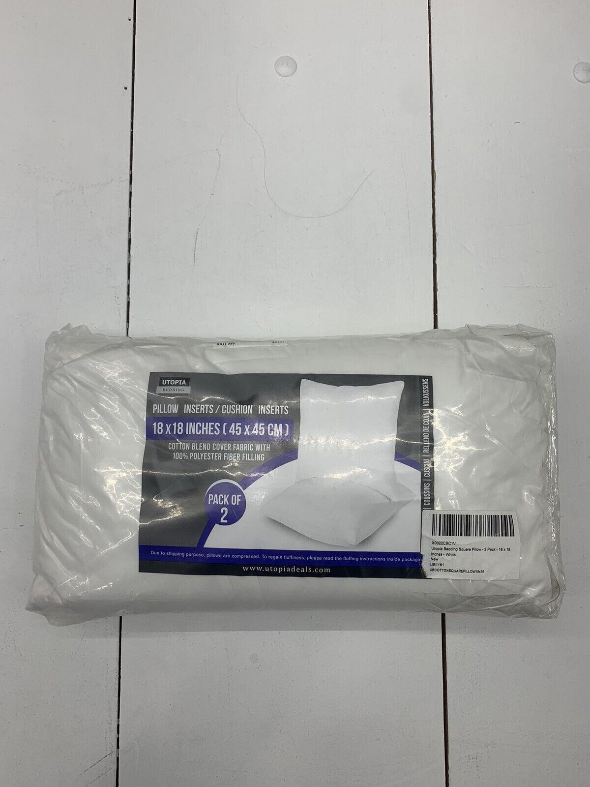 Utopia Bedding 18 x 18 inch Decorative Pillow Insert, White - 2 Pack -  beyond exchange