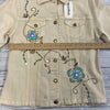 Vintage Brazil Roxx Tan Denim Button Up Embroidered Jacket Women Size M NEW