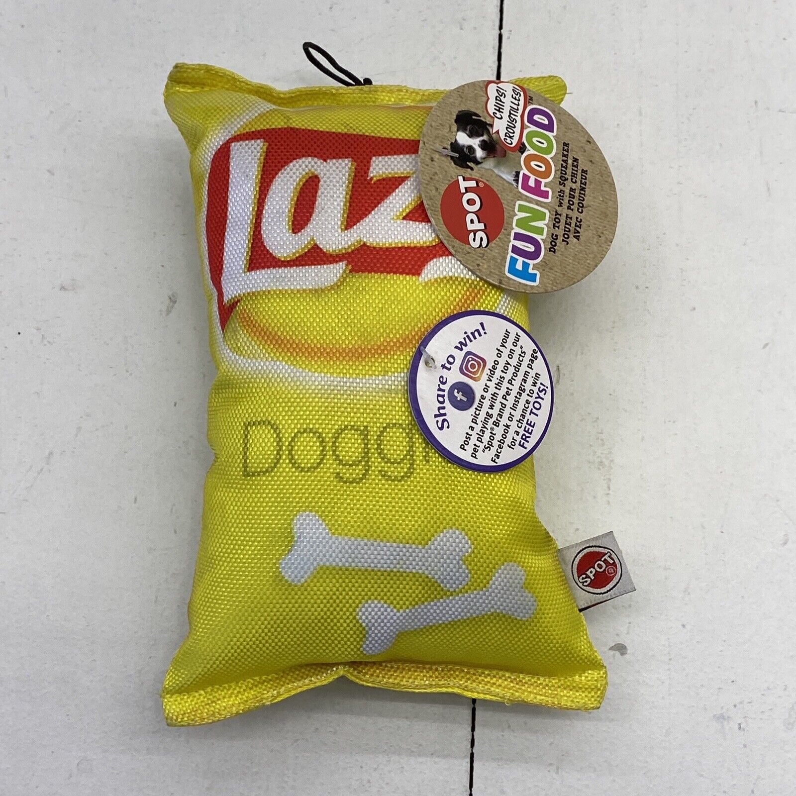 Spot Fun Food Lazy Doggie Chips Dog Toy with Squeaker