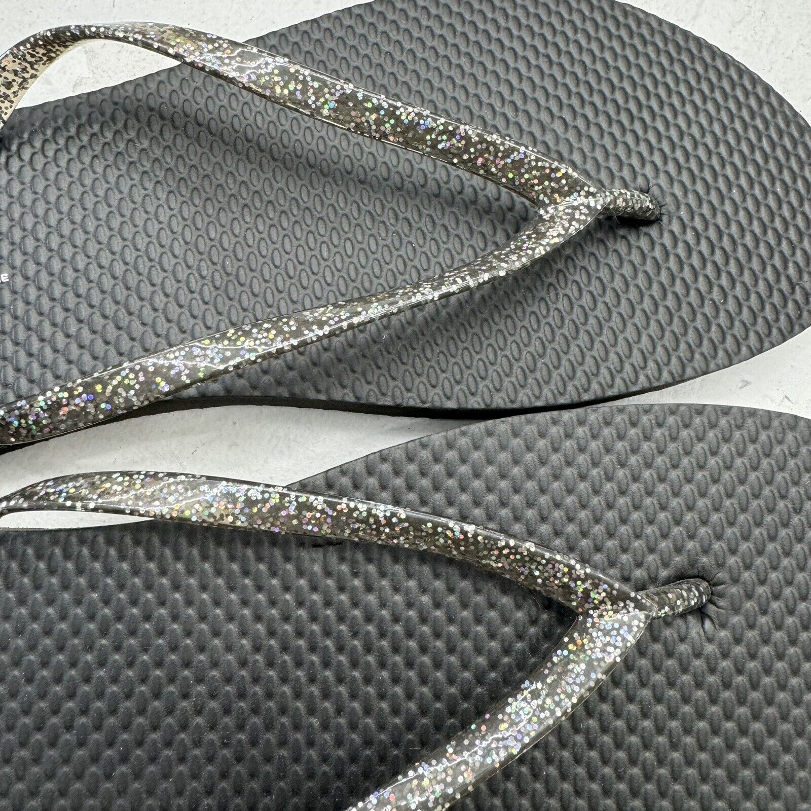Old Navy Black Flip Flops Glitter Thong Strap Womens Size 9 *NEW