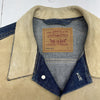 Vintage Levis Denim Trucker Jacket Suede Leather Patchwork Made In USA Mens 44