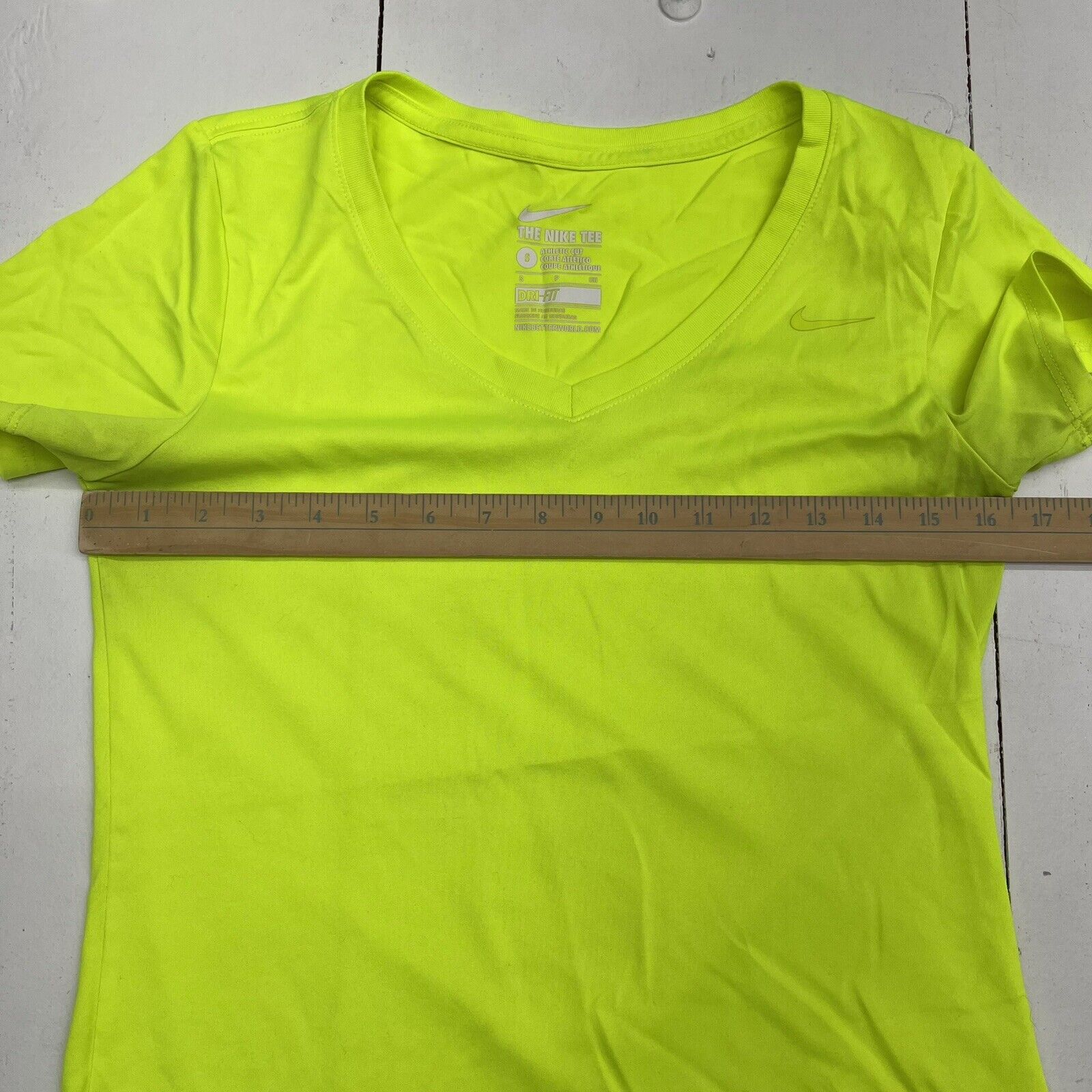 The Nike Tee Neon Yellow Athletic Cut V Neck Short Sleeve Women's Size -  beyond exchange
