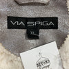 Via Spiga Silver Metallic Zip Up Bomber Jacket Women Size XL NEW Faux Sherpa Lin