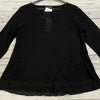 Lauren Ralph Lauren Black Linen Long Sleeve Essential Shirt Women Size L NEW