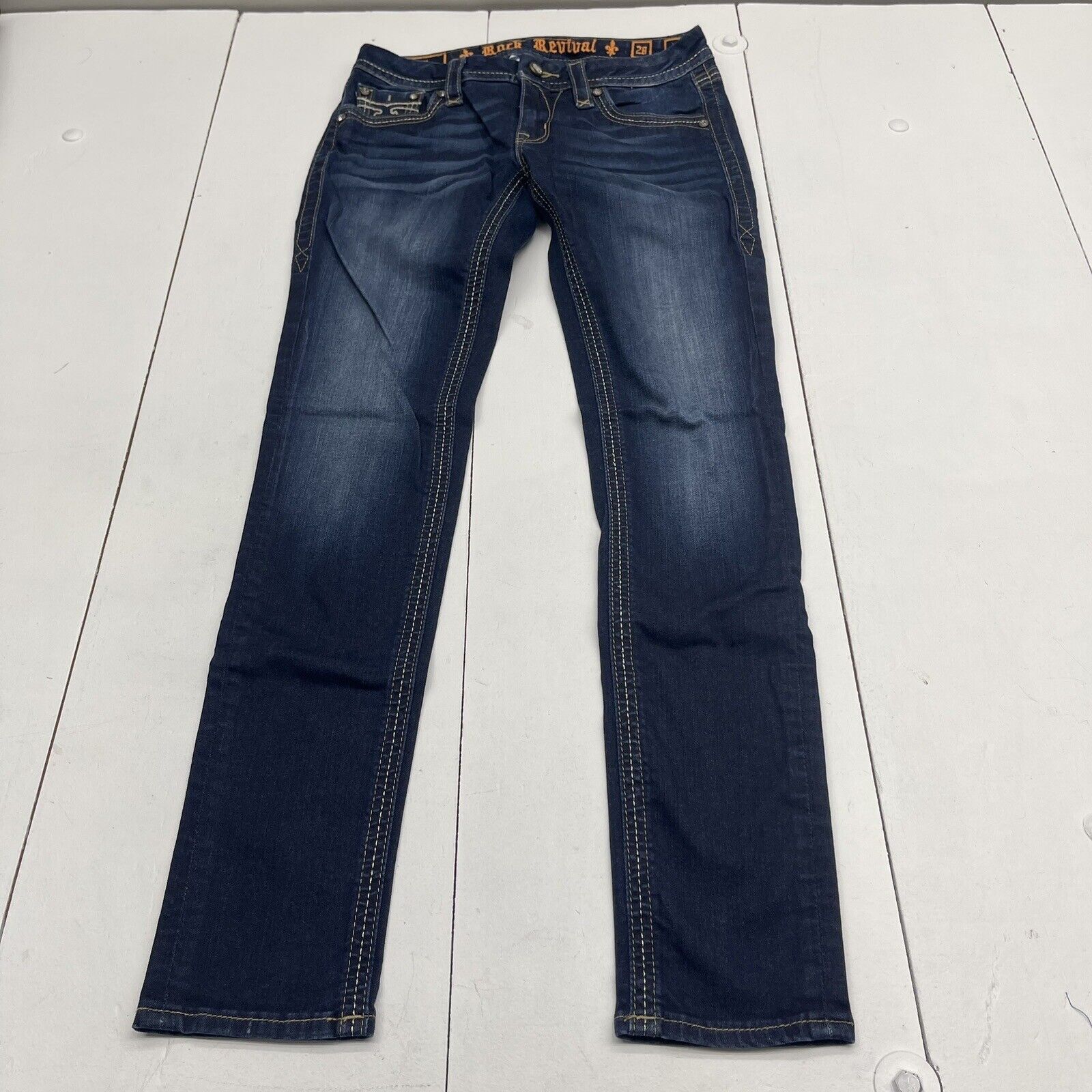Rock Revival Alivia Dark Blue Skinny Jeans Women’s Size 28