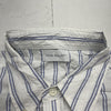 John Elliott White Blue Stripe Crinkle Short Sleeve Button Up Mens XL $498