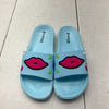 Fashion Shoes Blue Kiss Lips Slides Women&#39;s Size 8 NEW