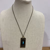 Opal &amp; Gold Brand Chain Necklace &amp; Square Pendant Turquoise 20”