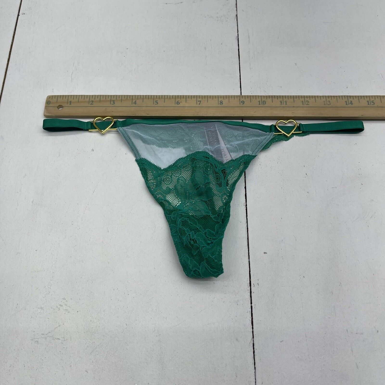 Victoria Secret Green Lace Mesh Thong Women's Size Large New