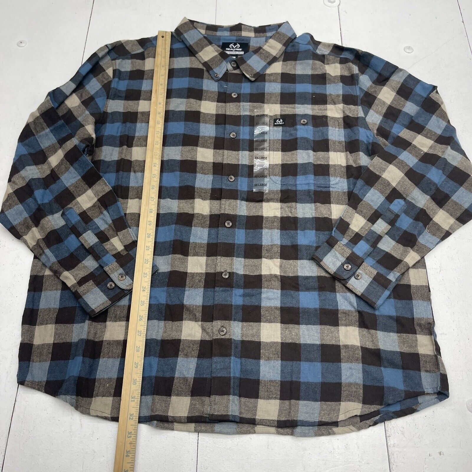 Real Tree By Staghorn Creek Blue & Brown Plaid Long Sleeve Button Up M -  beyond exchange