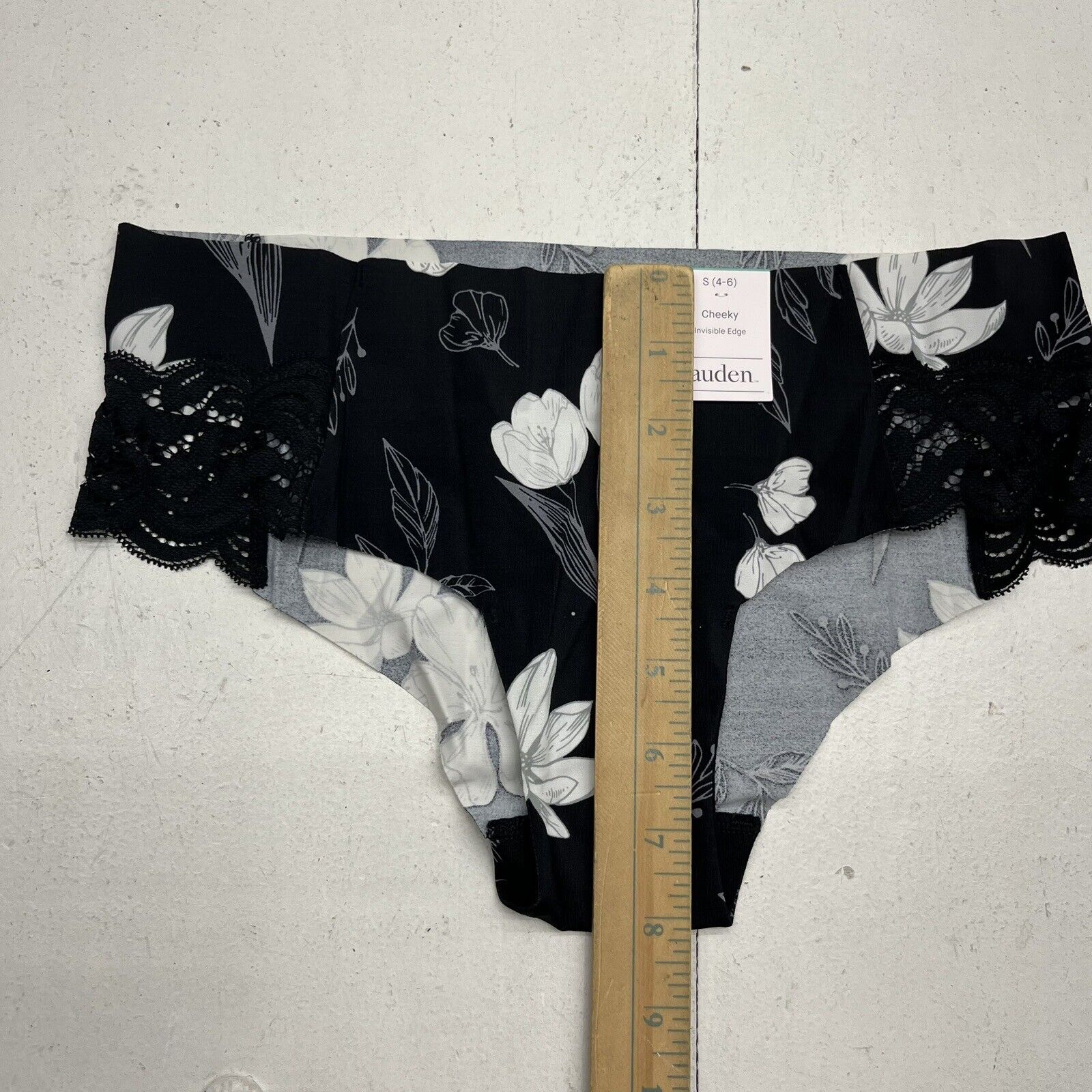 Auden Black Floral Cheeky Invisible Edge Underwear Women's Size