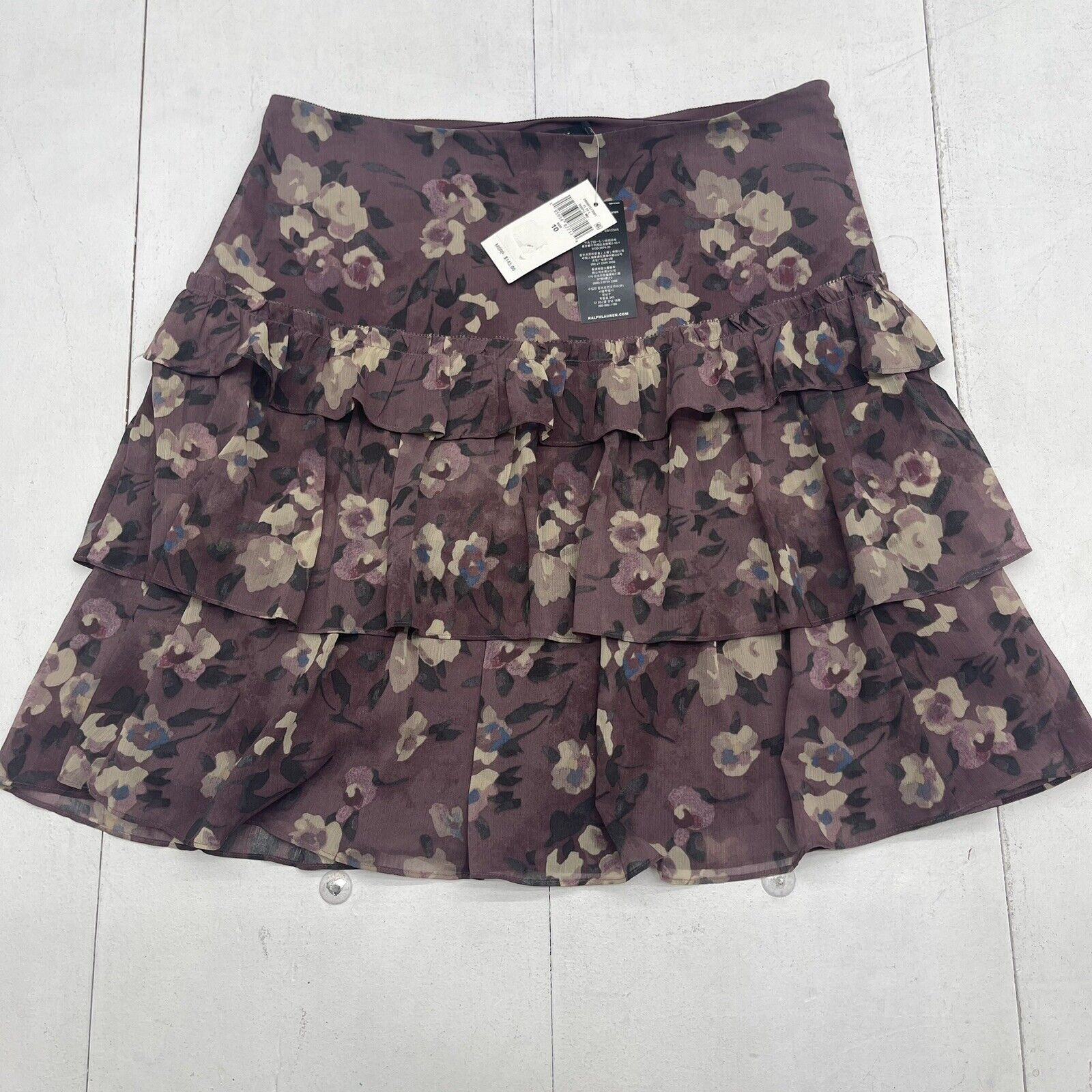Lauren Ralph Lauren Georgette Crinkle Purple Mini Skirt Women’s 10 New