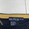 Vintage Nautica Green Navy Argyle Knit Sweater Mens Size XL
