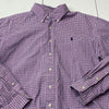 Ralph Lauren Pink Blue Plaid Long Sleeve Button Up Dress Shirt Men Size XL Class