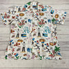 Vintage Bahamas All Over Print White Short Sleeve Button Up Shirt Men Size L/XL