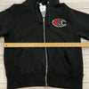 Champion Logo Reverse Weave Black Zip Up Hoodie Sweater Jacket Size S