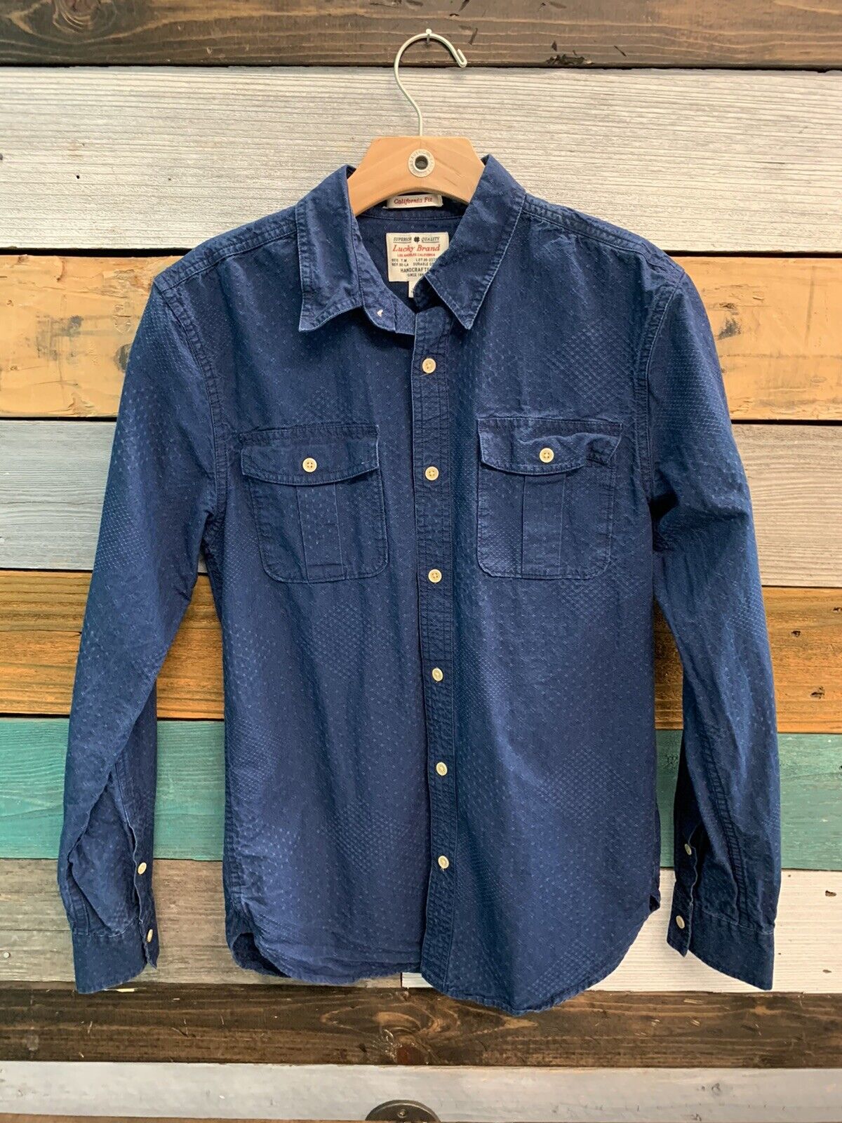Lucky Brand Mens Small Blue Long Sleeve Button up Shirt - beyond exchange