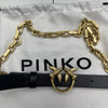 Pinko Day Simply Belt Black &amp; Gold Bird Buckle Women’s Size XS New $148