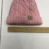 C.C Kids Pink Cable Knit Lined Beanie With Pink Pom Pom Kids One Size