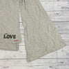 Peace Love World Gray Long Bell Sleeve V-Neck Double T-Shirt Women Size L NEW