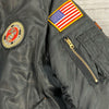 Bravo Black Satin Snap Close Reproduction Bomber Jacket Adult Size M
