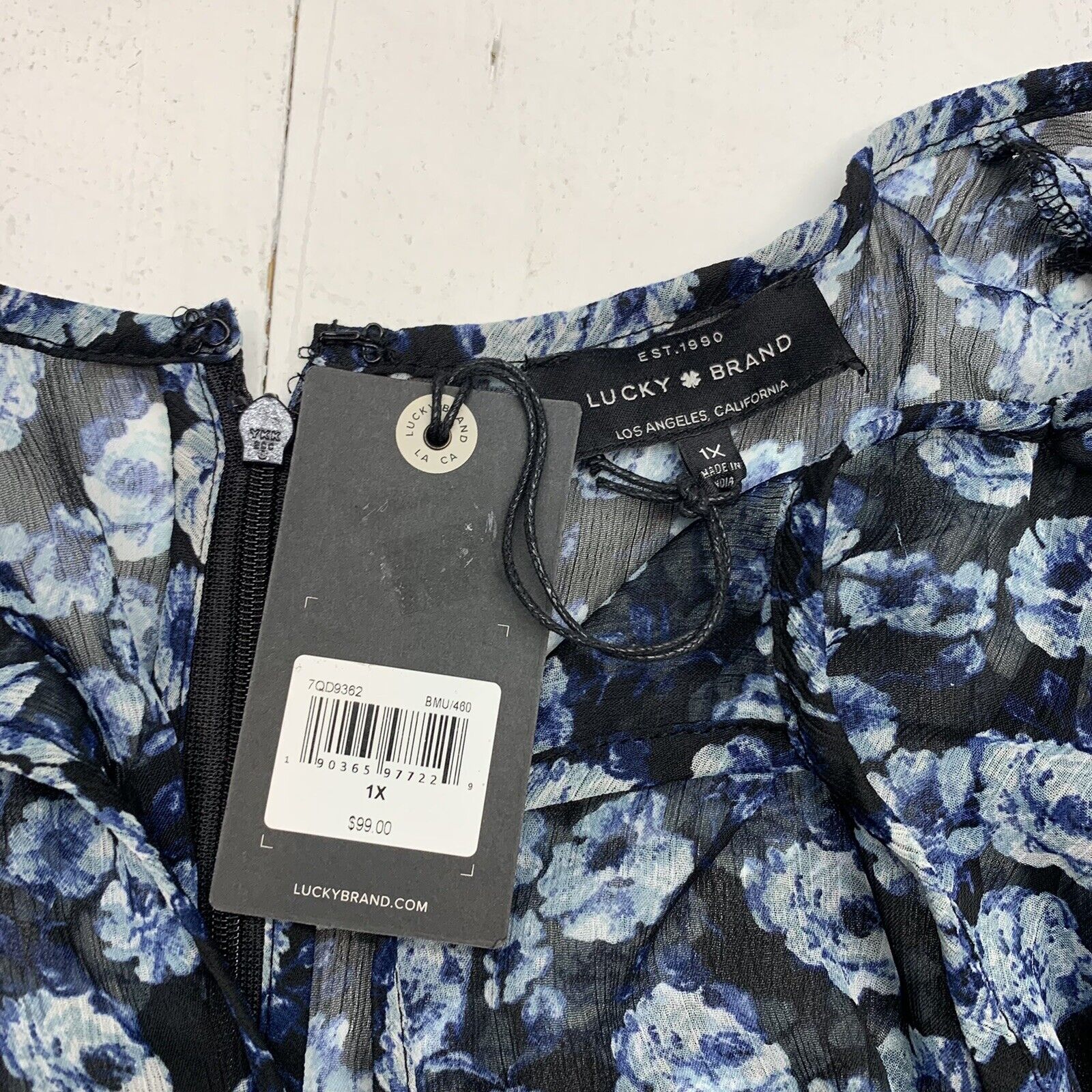 Lucky Brand Womens Blue Floral Sheer Dress Size 1X - beyond exchange