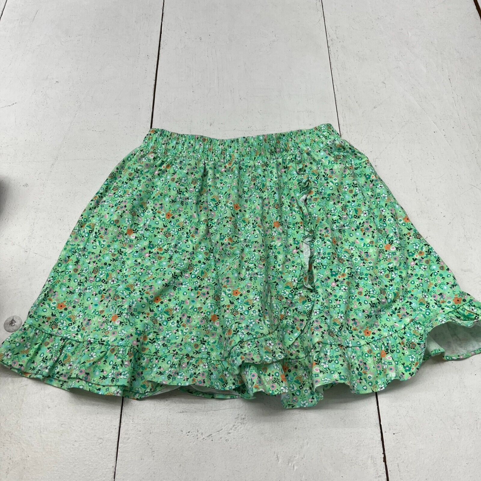 Amazon Essentials Green Floral Print Skirt Girls Size Large (10) NEW