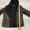 Vince Camuto Black Asymmetrical Zip Up Hood Lamb Leather Moto Jacket Size XL NEW
