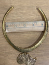 Choker Necklace Africa Pendant Hammered Metal Gold Tone
