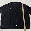 Hyfve Boutique Black Distressed Denim Crop Frayed Jean Jacket Women Size Large