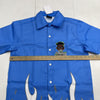 Foaming Junkie Blue Flame Detail Short Sleeve Button Up Mens Size Small New