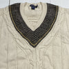 Vintage Nautica Beige Knit V-Neck Pullover Dad Sweater Men Size XL