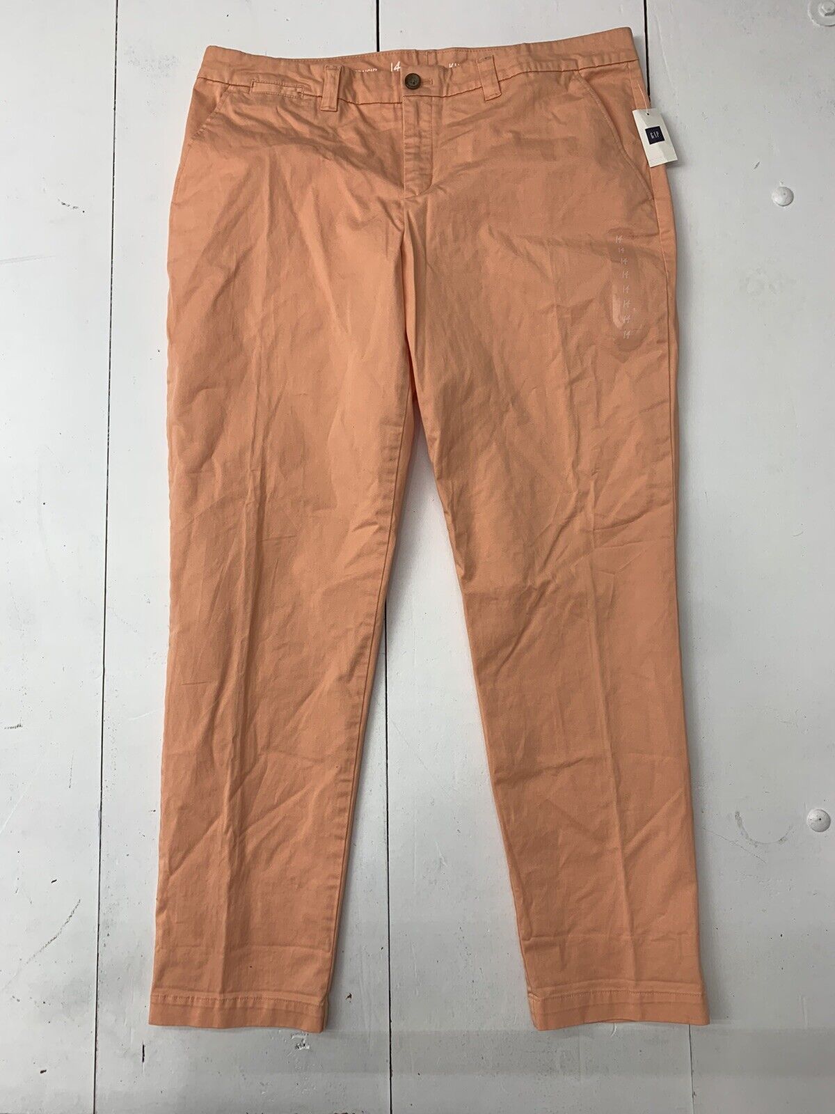 Gap Womens Orange Khakis Broken In Straight Pants Size 14 - beyond exchange