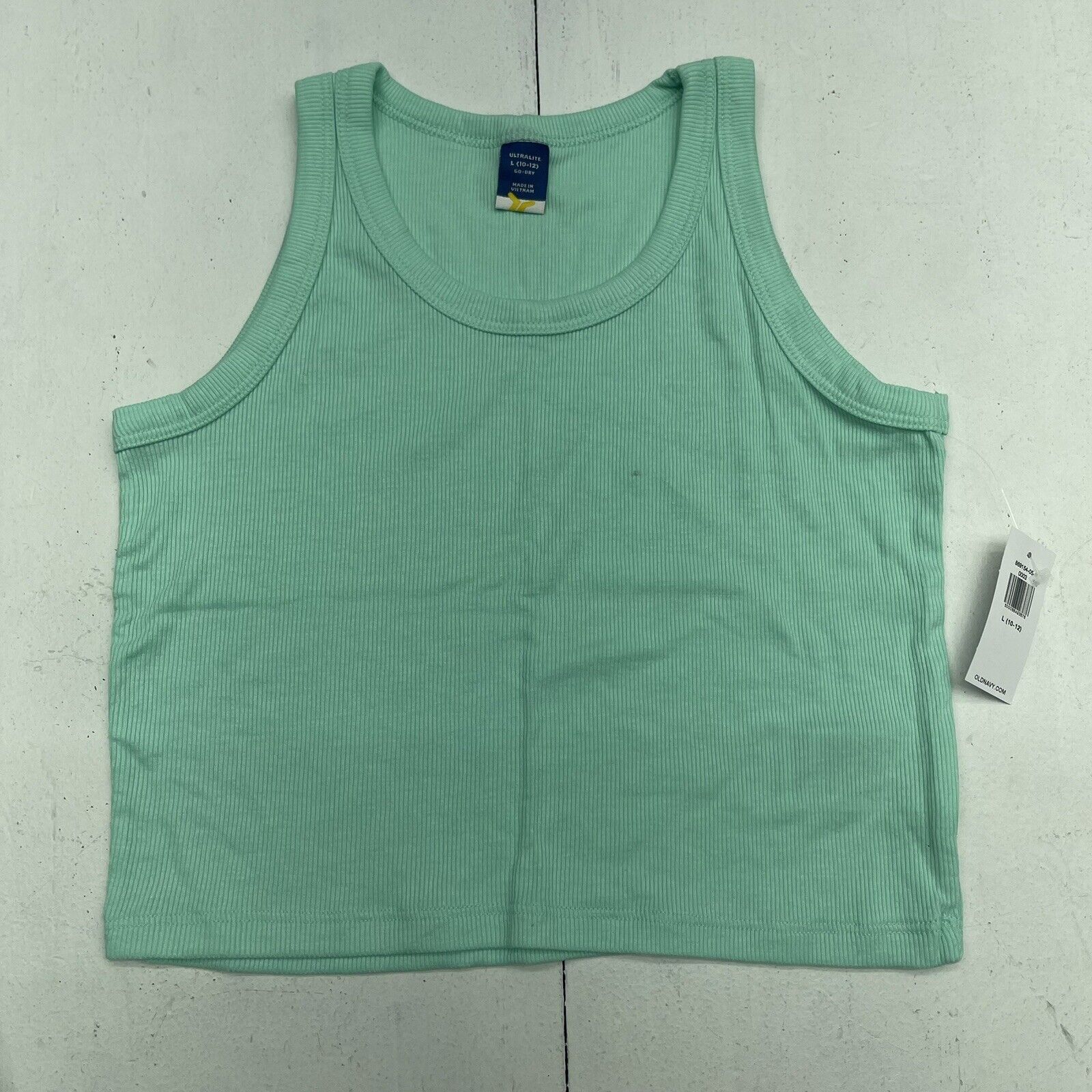 Old Navy Aqua Ribbed Crop Ultralite Tank Youth Girls Large New
