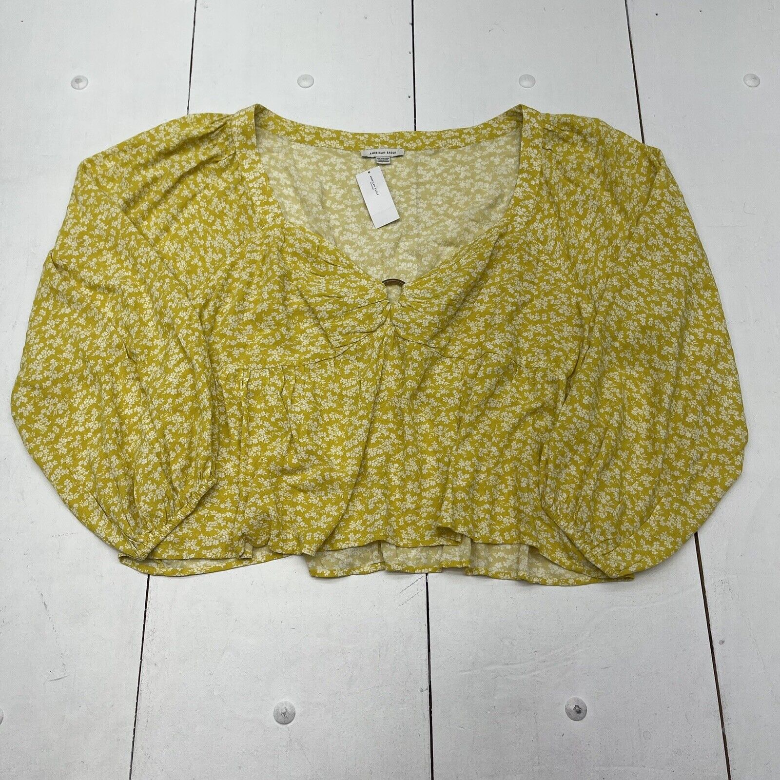 Feather and Bone Yellow High Neck Blouse UK10 SMALL 36” Bust