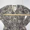 Saks Fifth Avenue Ivory Black Entro Print V Neck Cashmere Sweater Women’s XL New