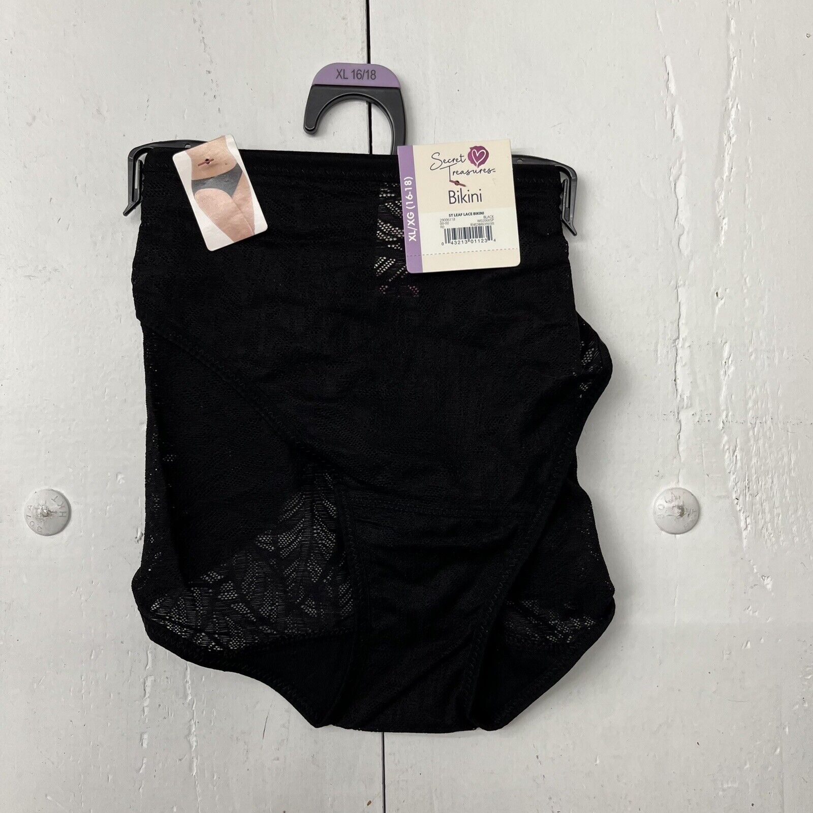 Secret Treasures Black Bikini Lace Leaf Panties Women's Size XL
