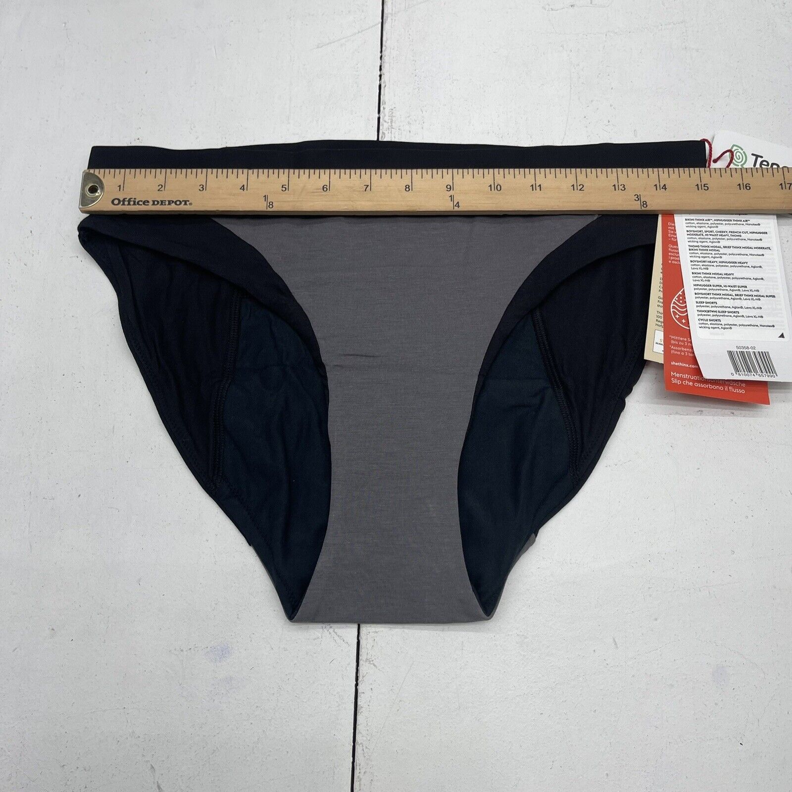 Thinx Slate Gray Period Panties Bikini Moderate Women's Size X New