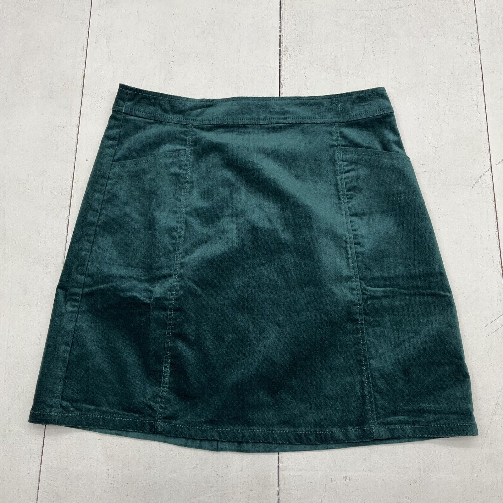 Loft Emerald Green Velvet Skirt With Pockets Women’s Size 4 NEW