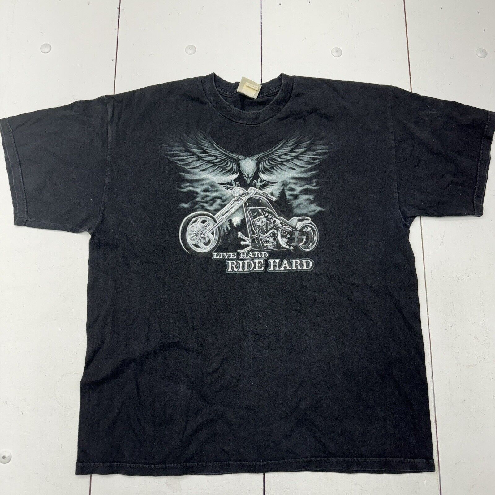 Vintage National Heritage Black ‘Live Hard Ride Hard’ T-Shirt Adult Size XL