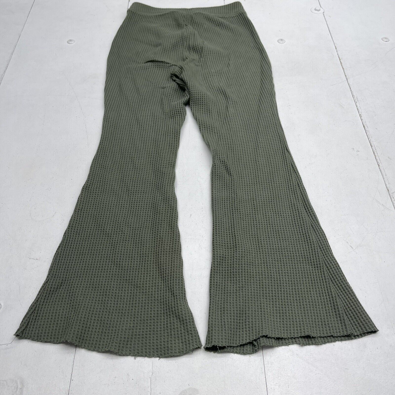 Aerie Green Waffle Knit Flare Pants Women's Size Small - beyond exchange