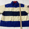 Vintage Tommy Hilfiger White Blue Striped Pack Away Hood Jacket Size XL RARE