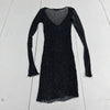 Out From Under Black Sparkle Mesh V Neck Long Sleeve Women’s Size Small