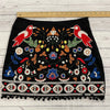 Altar’d State Black Embroidered Bird Pom Pom Mini Skirt Women’s Size Small *