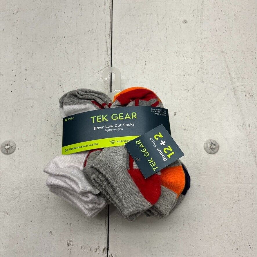 Tek Gear Multicolored 14 Pack Low Cut Socks Boys Size 7-8.5 NEW