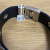 Black Leather Bracelet Hammered Metal Studs Toggle Clasp 8.5” Trapp Boutique