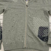 Scotch Soda Gray Zip Up Hoodie Distressed Patchwork Paint Men Size Small NEW
