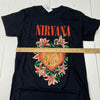 Nirvana Black Short Sleeve T-Shirt Floral Heart Graphic Adult Size S NEW