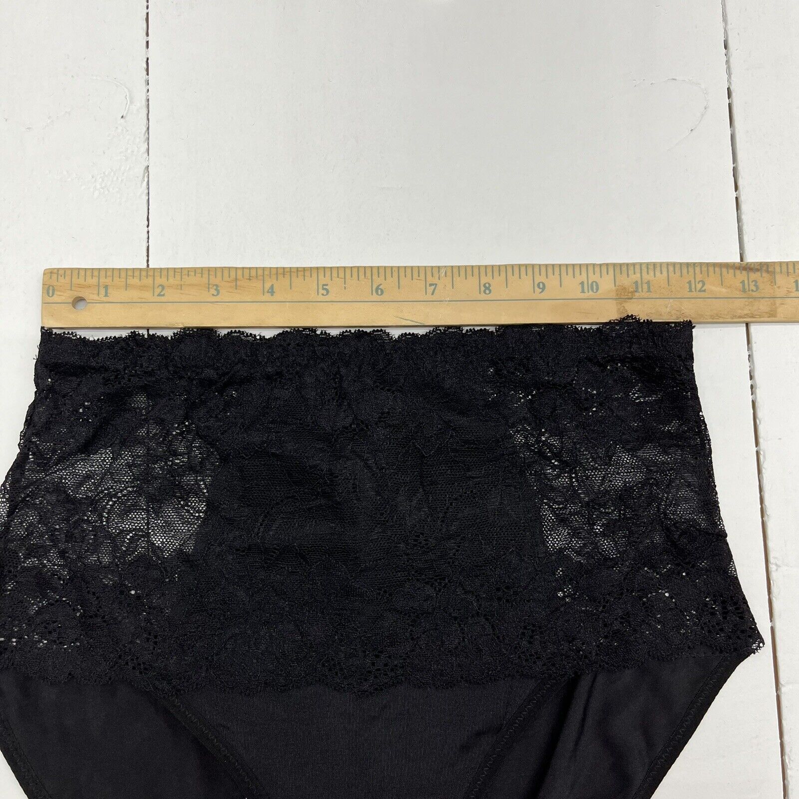 Rhonda Shear Black Ahh Panty Lace Overlay Briefs Women's Size
